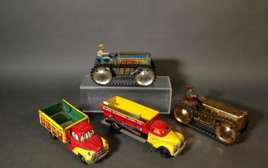Four Vintage Tin Litho Wind Up Toys