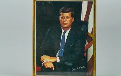 Framed Colorized 1960 Portrait of John F. Kennedy