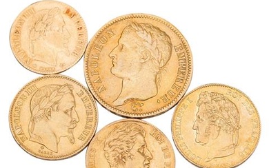 Frankreich /GOLD-Lot mit 5 Münzen, insg. Feingold ca. 31,8 g.