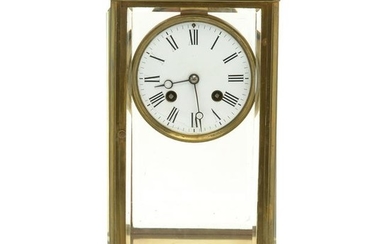 French Brass and Glass Mantel Clock.