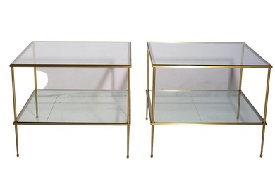 French Brass and Glass Occasional Tables