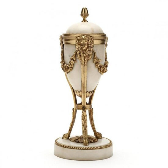French Empire Style White Marble and Ormolu Cassolette
