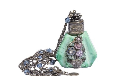 French Jeweled Jade Snuff Bottle