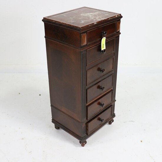 French Louis XVI Style Tall Night Stand - Marble Top
