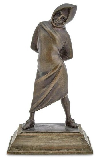 French Patinated Bronze Figure of a Boy Entitled Petit