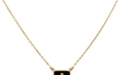 French gold / silver necklace with onyx pendant.
