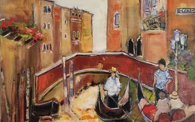 GASSMANN Bernard (1942-). «Les taxis de l'amour ». Huile sur toile signée en bas à...