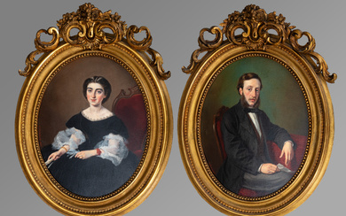 GENNARO GUGLIELMI (1804-1887). 2 portraits of a Veronese couple.