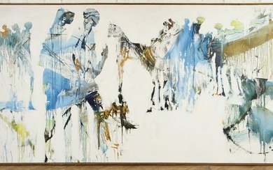 GINO HOLLANDER ABSTRACT OIL ON CANVAS SIGNED 1975