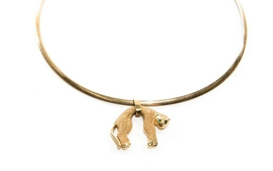 GOLD NECKLACE WITH CARTIER-STYLE LEOPARD PENDANT