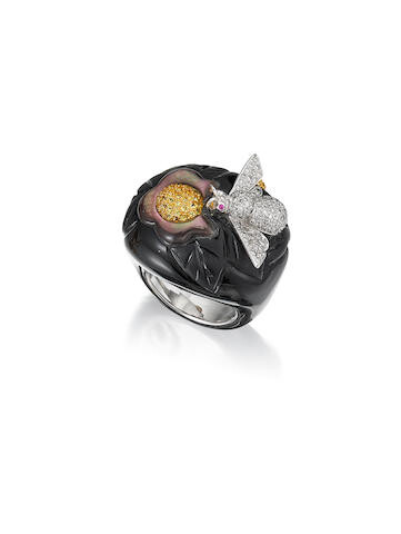 Gem-set, Coloured Diamond and Diamond 'Novelty' Ring