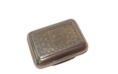 George III silver vinaigrette of rectangular form, with engraved decoration