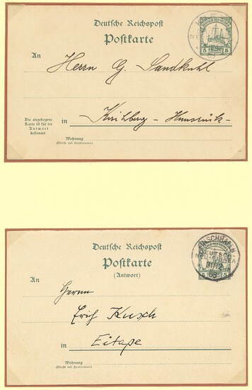 German Colonies and Post Offices 1895-1909 Oceanic Islands "Postkarte" selection (7) including...