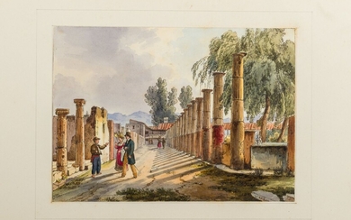 Giacinto Gigante (attr.) (1806 - 1876), Ten views of the excavations of Pompeii early 20th century