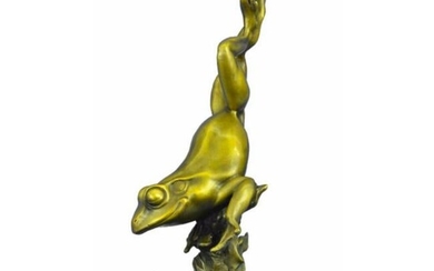 Gilt Bronze Leaping Frog Sculpture