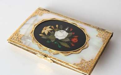 Gold mounted Mother of Pearl and Pietra Dura