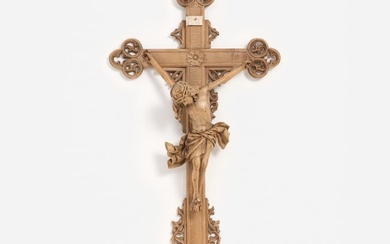 Gothic Revival Carved Altar Crucifix (ca. Late 19th c.)