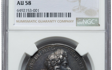Great Britain: , George I silver "Coronation" Medal 1714 AU58 NGC,...