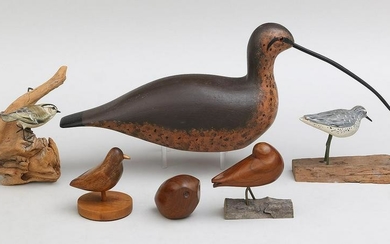 Group of (6) carved birds