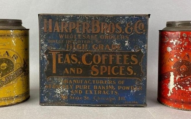 Group of Advertising Teas, Coffees, and Spices Tins