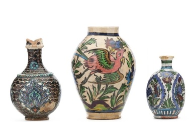 Group of Persian Qajar and Turkish Pottery Vessels