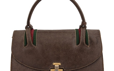 Gucci Circa 1960s A brown leather handbag With single top ha...