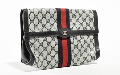 Gucci Vintage Parfums Web Clutch in Coated Canvas