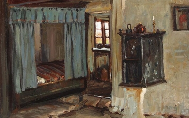 SOLD. Gunnar Bundgaard: Interior. Signed G. Bundgaard. Oil on canvas. 40.5 x 50.5 cm. – Bruun Rasmussen Auctioneers of Fine Art