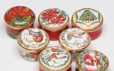 Halcyon Days Kew Gardens and Other Christmas Themed Enameled Boxes