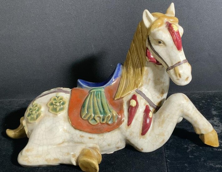 Handcrafted Vntg Oversized Resting Horse Figural