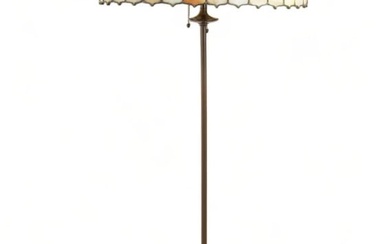 Handel Lamp Company (American (1885-1936)) Leaded Glass Shade on Floor Lamp Base Ca. 1910, H 61"