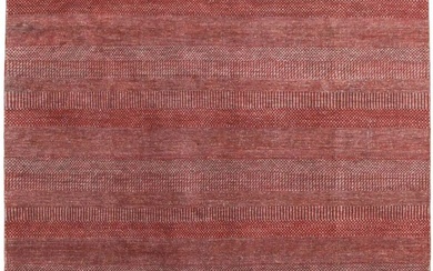 Handmade Red Grass Design 8X10 Modern Oriental Rug Contemporary Plush Carpet