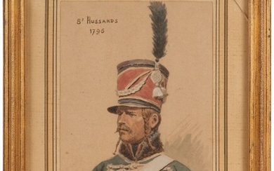 Henri BAUD (XIX-XX) Portrait d’un hussard,... - Lot 14 - Gros & Delettrez