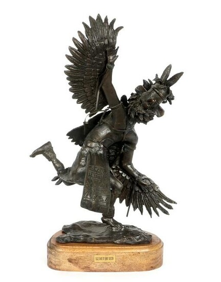 Henry Shelton Hopi Eagle Dancer Bronze Sculpture