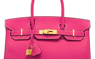 Hermès Limited Edition 30cm Rose Tyrien Epsom Leather Candy...