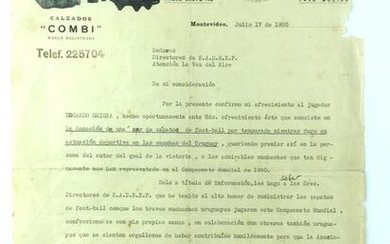 Historic document related to 1950 Football World Cup.