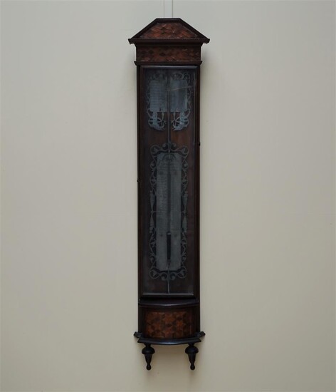 (-), Hollandse Louis XV bakbarometer ingelegd met palissander...