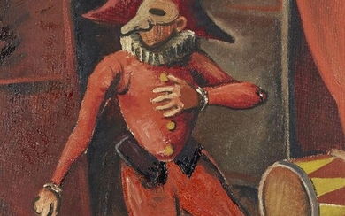 Hugh Stevenson, British 1910-1956 - Scaramouche; oil on canvas, signed lower left 'Hugh Stevenson', 61 x 51 cm Provenance: Gordon McLeish and thence by descent Note: McLeish was a photographer and friend of the artist, who was noted for his costume...