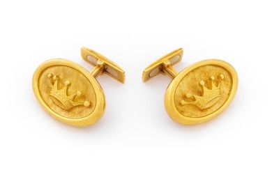Italian 18K Yellow Gold Crown Cufflinks