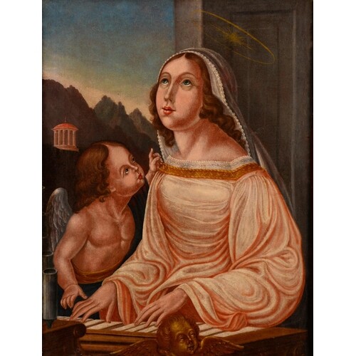 Italian School (18th century) Madonna and Cherub oil on canv...
