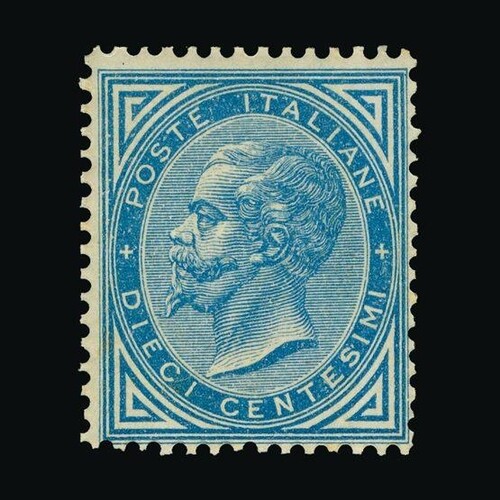 Italy : (SG 21) 1877 10c blue, a rare unmounted mint example...