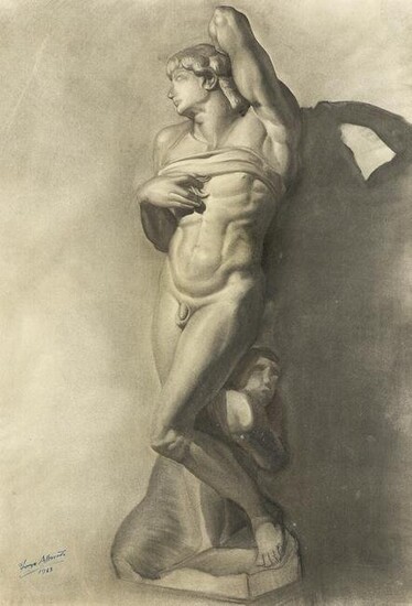 JORGE ALBAREDA (20th century) "Academy: Male Nude"