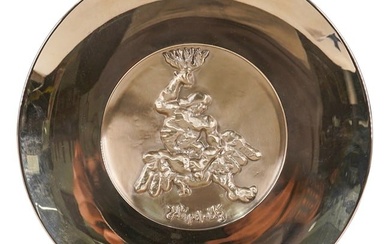 Jacques Lipchitz "The Struggle" Commemorative Sterling Silver & Bronze Salver