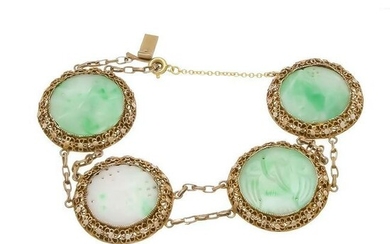 Jade bracelet, silver, unstamp