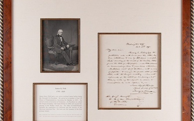 James K. Polk Autograph Letter Signed as President, Mentioning Jefferson Davis and Mississippi's Foreign Debt