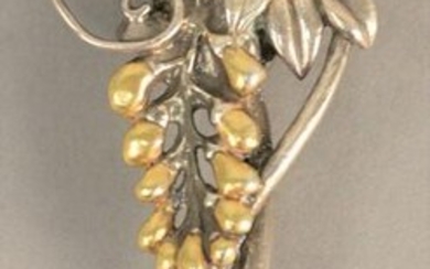 Japanese multi-metal silver and gold floral clip in