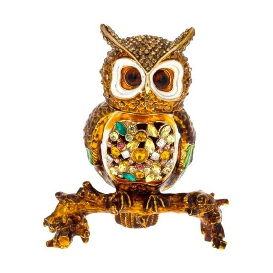 Jeweled Owl Trinket Jewelry Box
