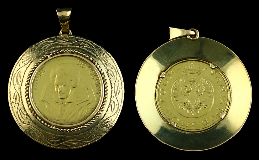 Jewellery gold - 18k yellow gold medal Louise de Coligny, in 14k mounting