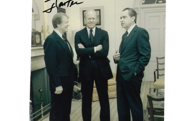 Jimmy Carter Signed 8x10 Photo With President Richard Nixon and President Gerald Ford (JSA)