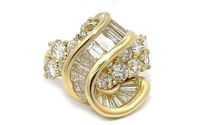 Jose Hess Diamond Ring 4ct 18k Yellow Gold Ribbon Swirl Design
